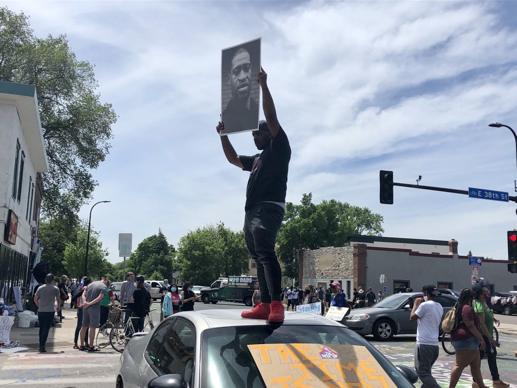 George Floyd memorial gathering in Minneapolis